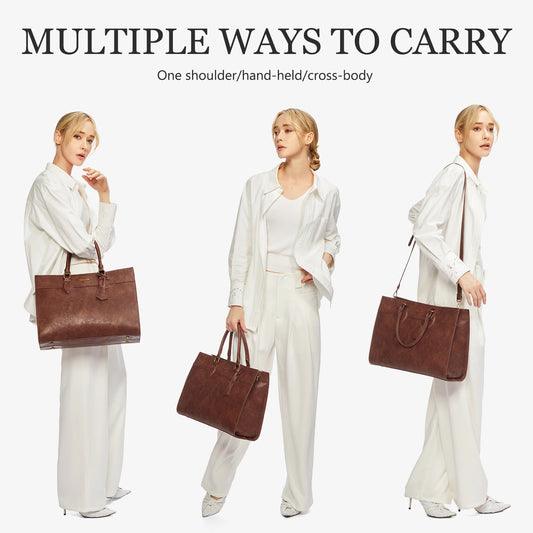 JMT-812362 Custom Logo 15.6 Inch Laptop Tote Bag - Women's PU Leather Work Purse