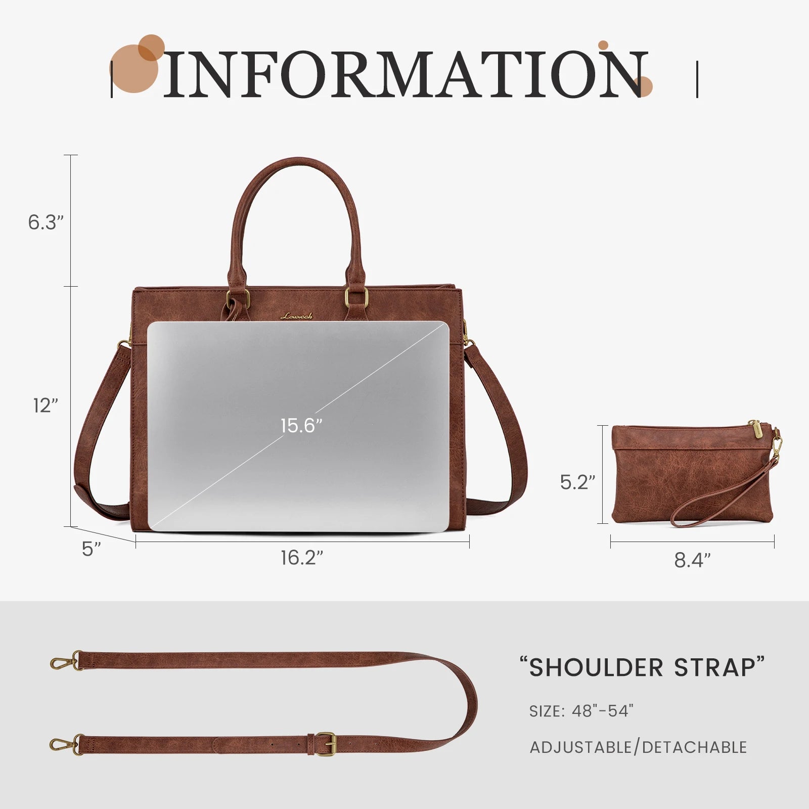 JMT-812362 Custom Logo 15.6 Inch Laptop Tote Bag - Women's PU Leather Work Purse