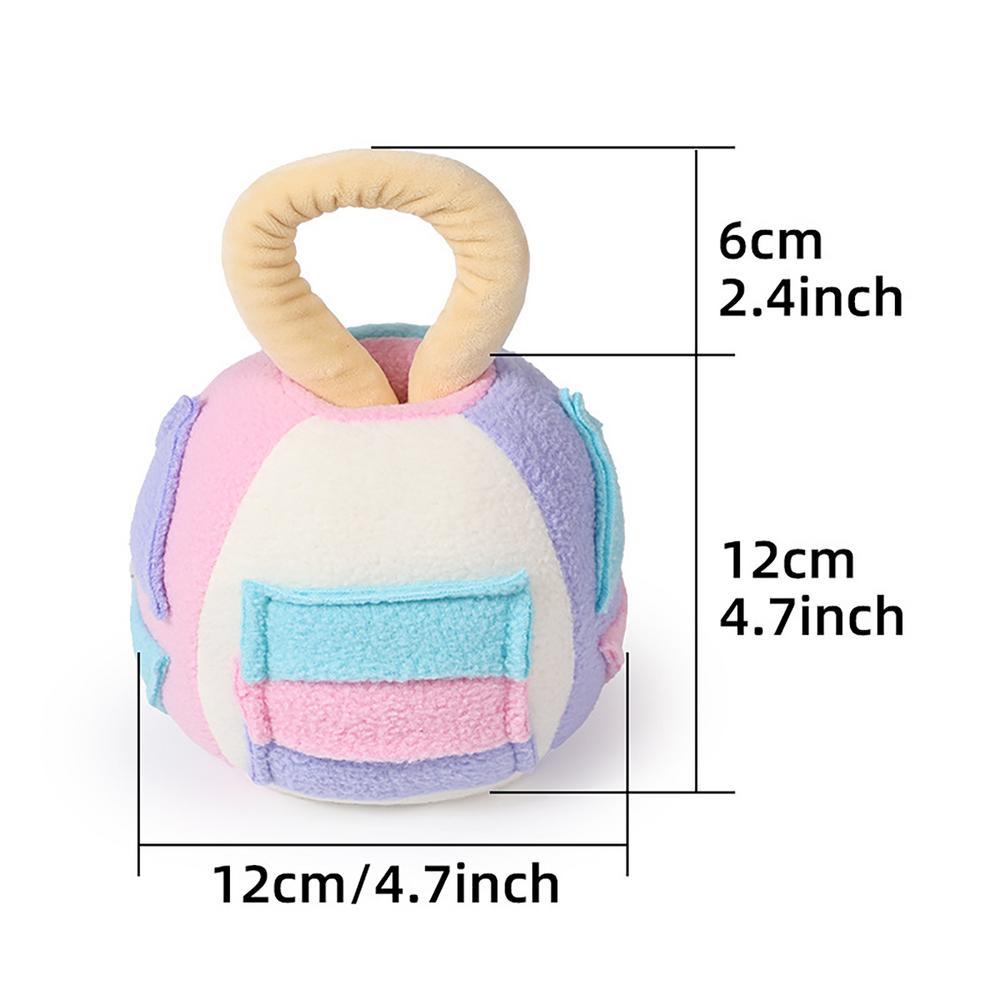 JMT-812362 Interactive Plush Dog Squeaky Ball Toy with Treat Dispenser for Small to Medium Dogs, Soft Rubber Teeth Cleaning Chew Toy