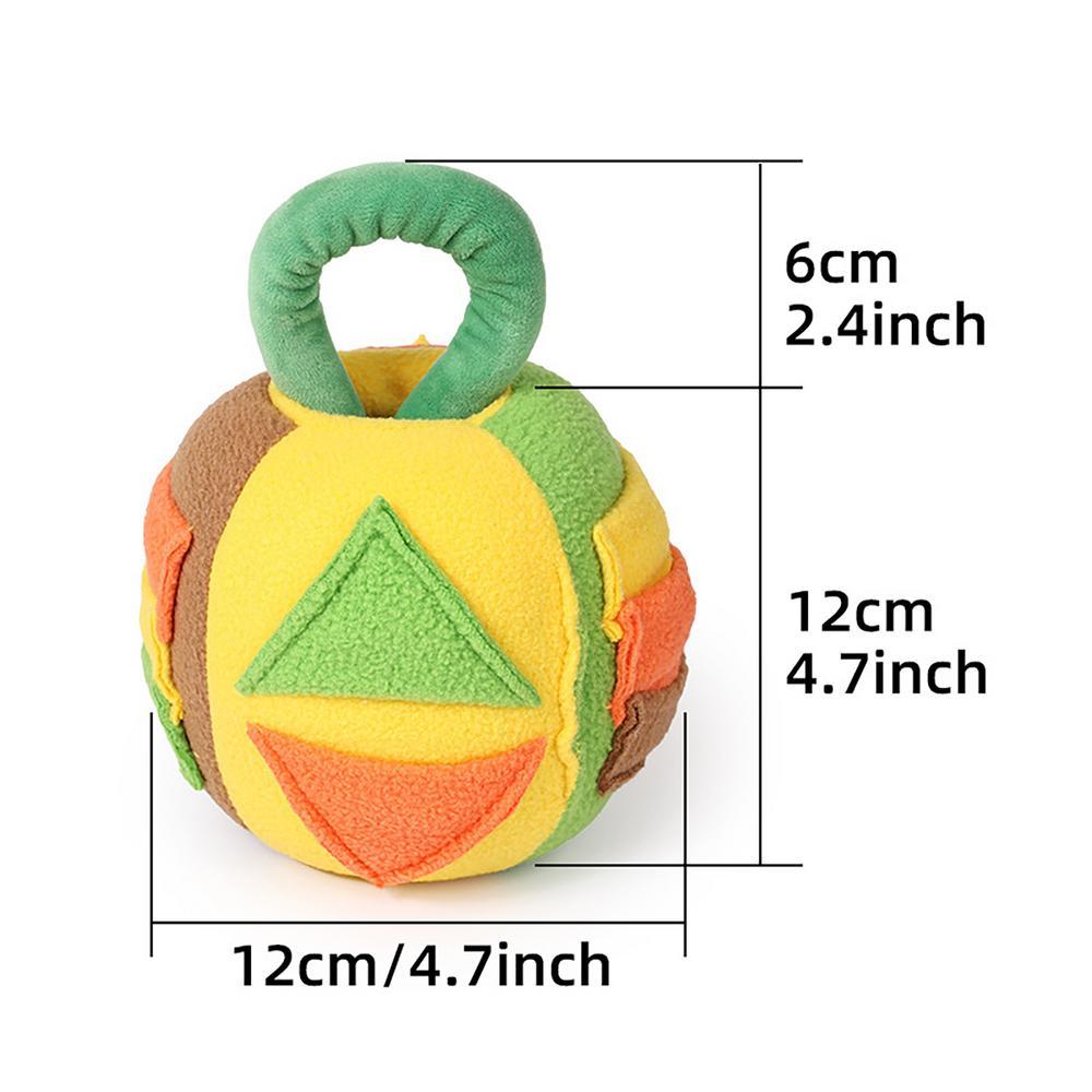 JMT-812362 Interactive Plush Dog Squeaky Ball Toy with Treat Dispenser for Small to Medium Dogs, Soft Rubber Teeth Cleaning Chew Toy