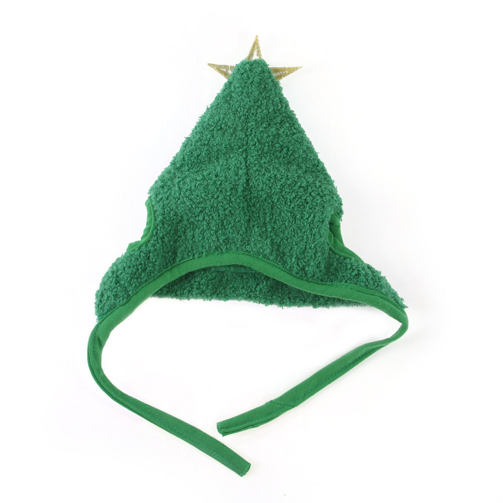 JMT-812554 Pet Christmas Tree Hat with Adjustable Chin Strap – Cute Holiday Headwear for Cats in Red and Green