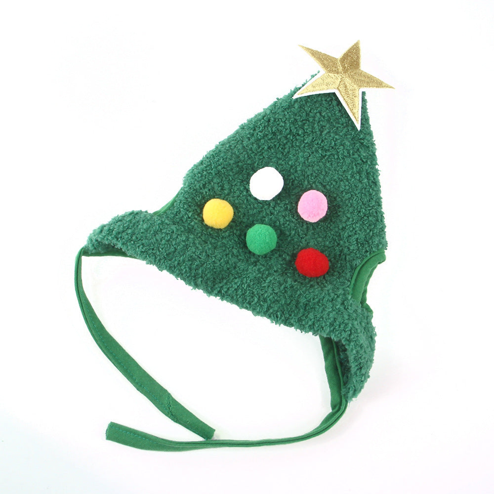 JMT-812554 Pet Christmas Tree Hat with Adjustable Chin Strap – Cute Holiday Headwear for Cats in Red and Green