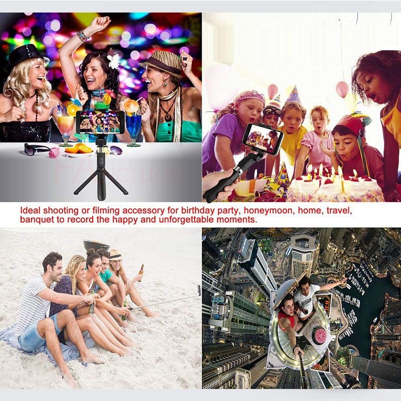 JMT-812554 Universal Tripod Selfie Stick with Bluetooth Remote for Mobile Phones (3.5-6.2 inches) - Adjustable Height (186-700 mm)