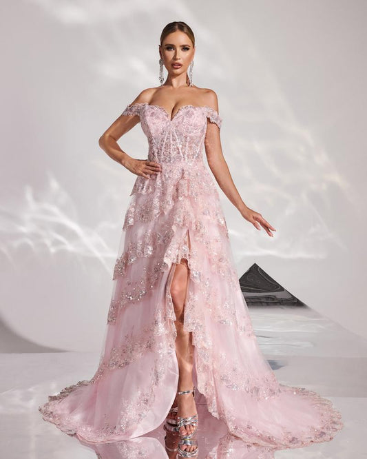 JMT-812618 Charming Pink Evening Dress for Women - Model SH0185
