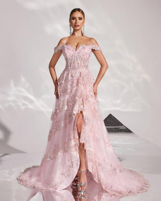 JMT-812618 Charming Pink Evening Dress for Women - Model SH0185