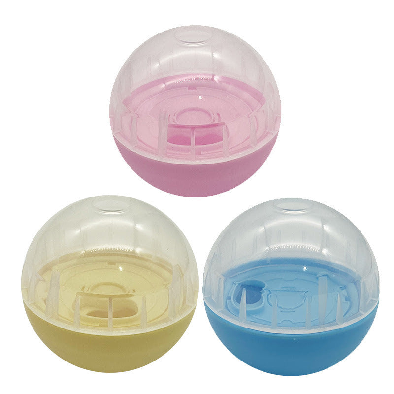 JMT-812682 Pet Food Leakage Ball Tumbler Toy for Dogs and Cats - Durable Plastic, 8.5CM Diameter, Available in Blue, Pink, Yellow