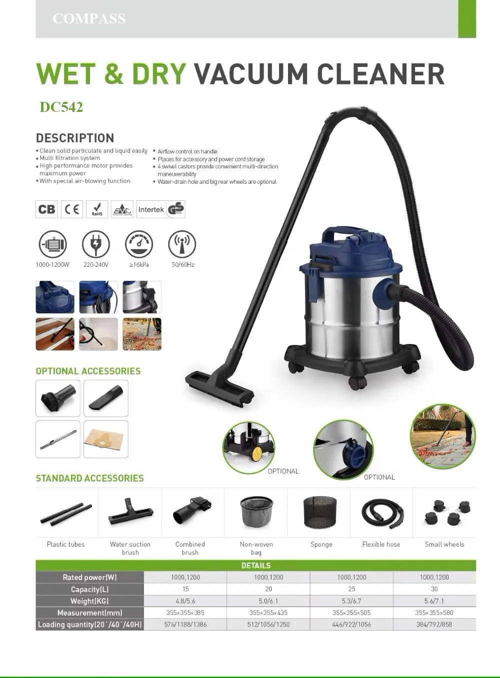 JMT-813002 Portable Canister Vacuum Cleaner for Carpet Cleaning - Wet and Dry Shampoo Function