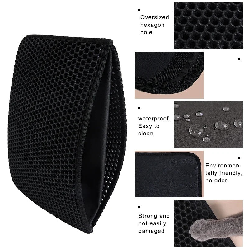JMT-813002 Waterproof Double Layer Cat Litter Pad, Eco-Friendly EVA Cat Cleaning Mat for Easy Maintenance