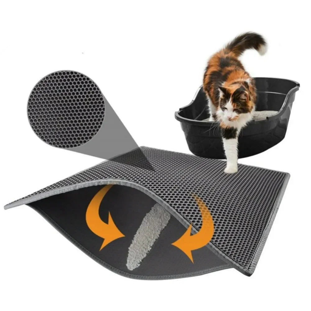 JMT-813002 Waterproof Double Layer Cat Litter Pad, Eco-Friendly EVA Cat Cleaning Mat for Easy Maintenance