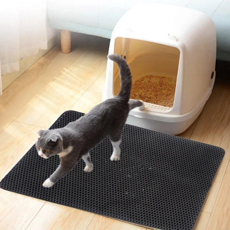 JMT-813002 Waterproof Double Layer Cat Litter Pad, Eco-Friendly EVA Cat Cleaning Mat for Easy Maintenance