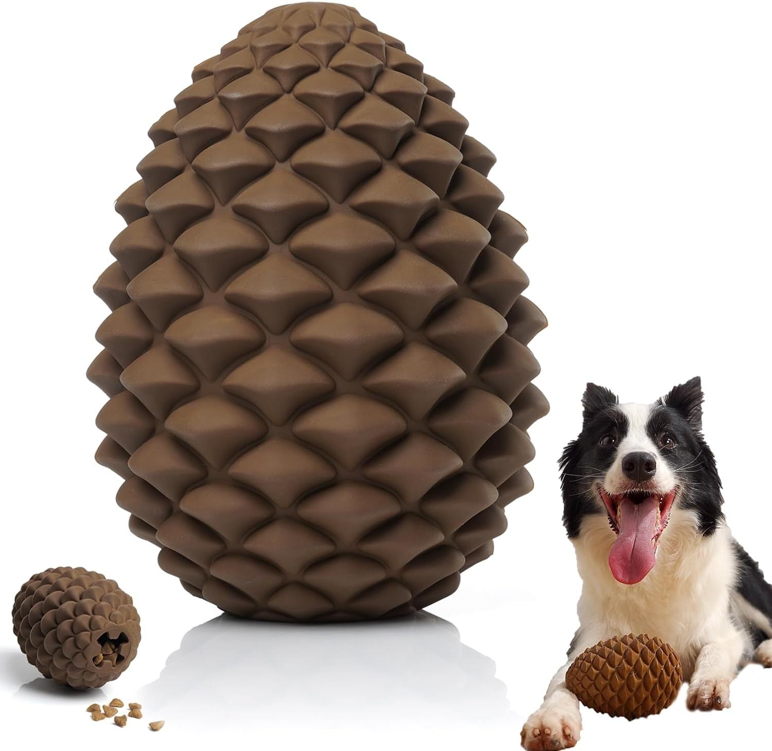 JMT-813514 Indestructible Pine Cone Dog Toy with Treat Dispenser for Medium to Large Dogs