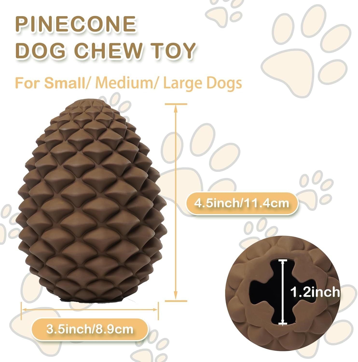 JMT-813514 Indestructible Pine Cone Dog Toy with Treat Dispenser for Medium to Large Dogs