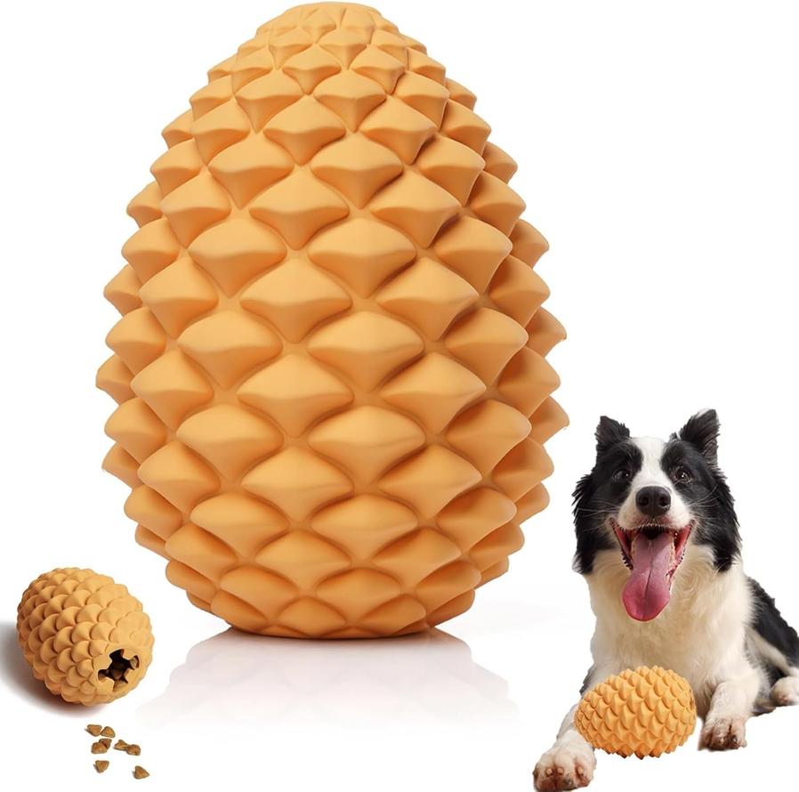 JMT-813514 Indestructible Pine Cone Dog Toy with Treat Dispenser for Medium to Large Dogs