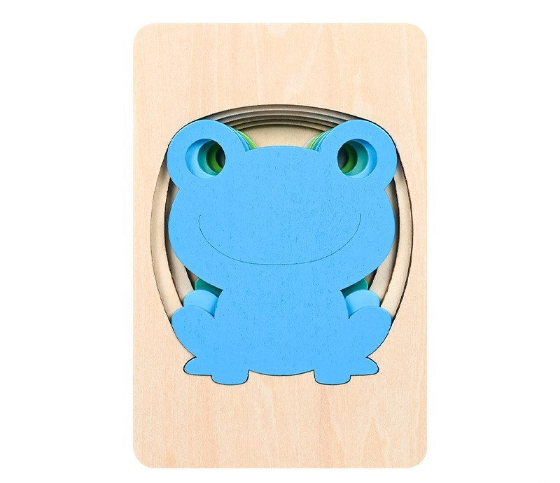 JMT-813706 Children's Wooden 3D Animal Puzzle - Multi-Layer Gradient Design for Ages 4-6