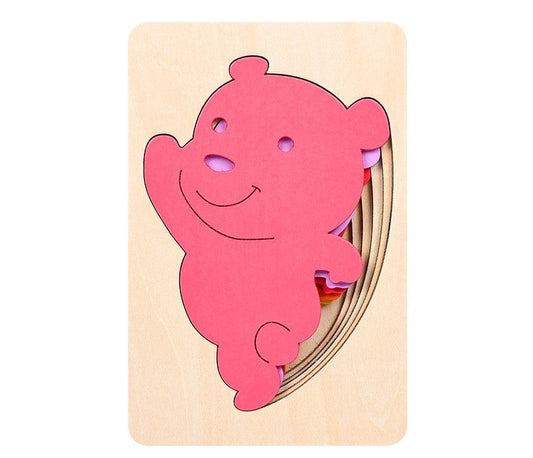 JMT-813706 Children's Wooden 3D Animal Puzzle - Multi-Layer Gradient Design for Ages 4-6