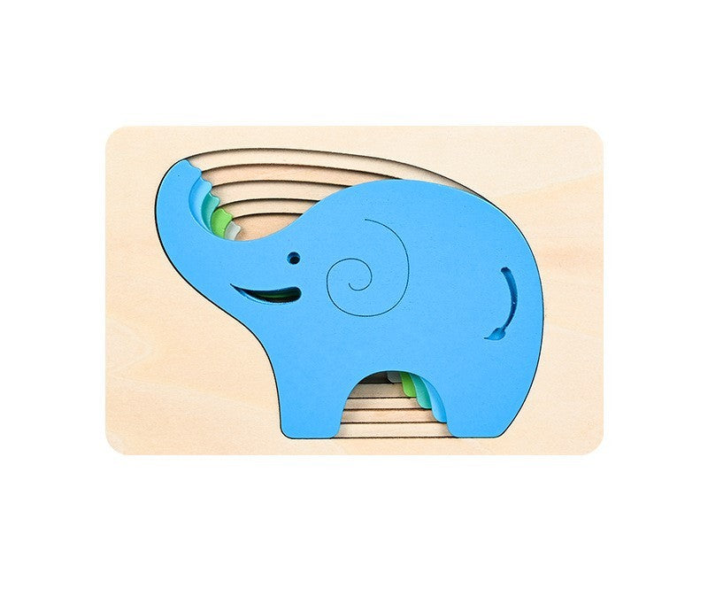 JMT-813706 Children's Wooden 3D Animal Puzzle - Multi-Layer Gradient Design for Ages 4-6