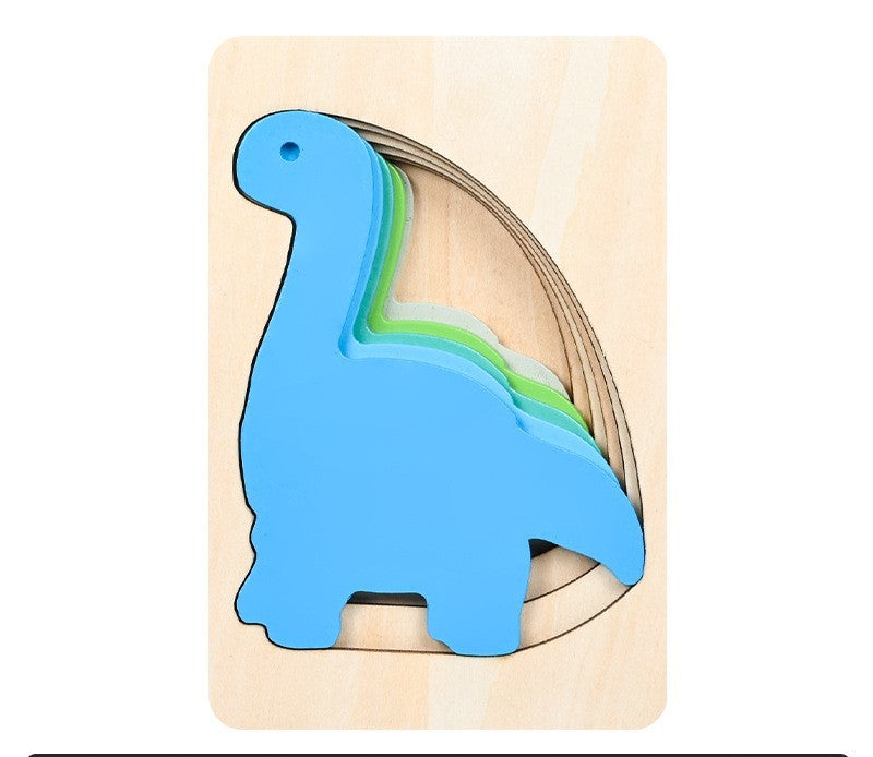 JMT-813706 Children's Wooden 3D Animal Puzzle - Multi-Layer Gradient Design for Ages 4-6