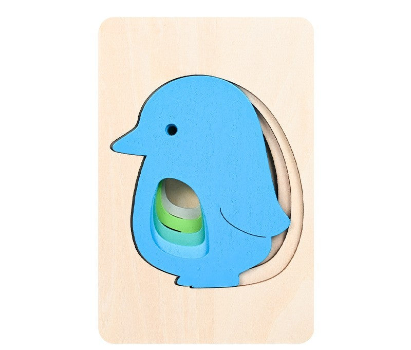 JMT-813706 Children's Wooden 3D Animal Puzzle - Multi-Layer Gradient Design for Ages 4-6