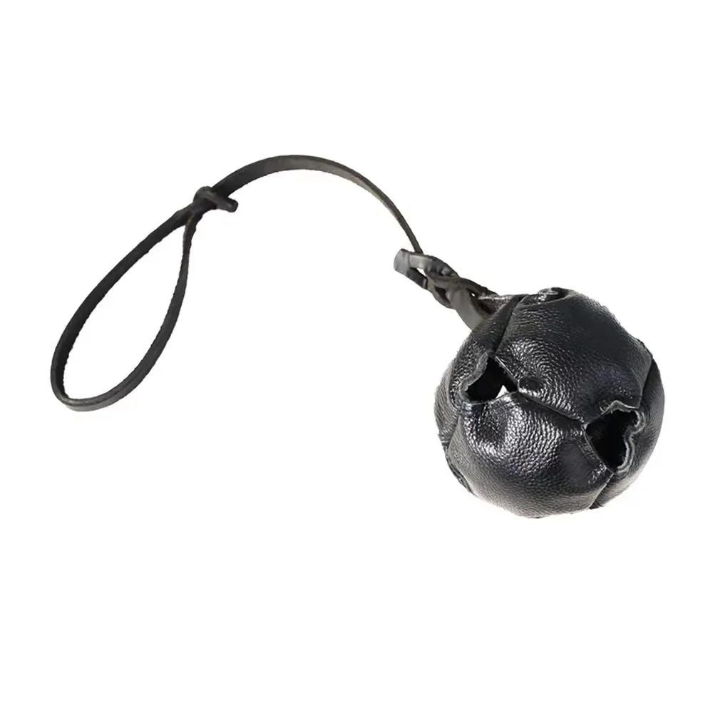 JMT-813834 Leather Dog Bite Training Ball with Handle – Soft Tug Toy for Puppy Reward and Training Activities