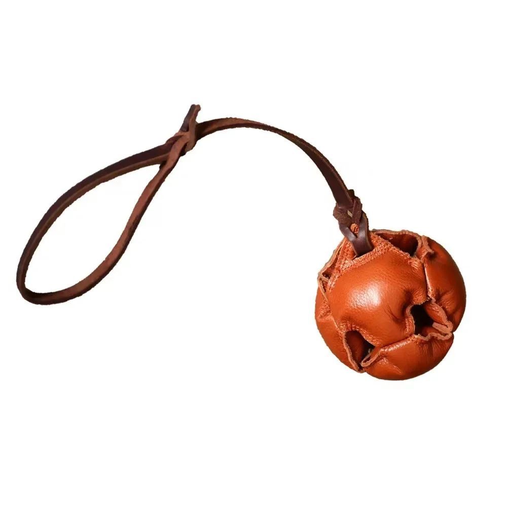 JMT-813834 Leather Dog Bite Training Ball with Handle – Soft Tug Toy for Puppy Reward and Training Activities