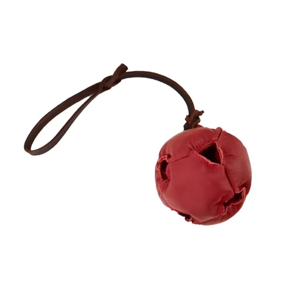 JMT-813834 Leather Dog Bite Training Ball with Handle – Soft Tug Toy for Puppy Reward and Training Activities