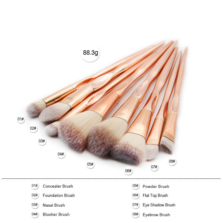 JMT-813962 4-Piece Nylon Makeup Brush Set with Long Plastic Handles and 2cm Hair Length