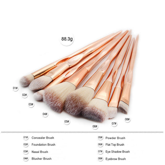 JMT-813962 4-Piece Nylon Makeup Brush Set with Long Plastic Handles and 2cm Hair Length