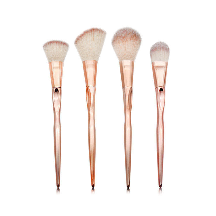 JMT-813962 4-Piece Nylon Makeup Brush Set with Long Plastic Handles and 2cm Hair Length