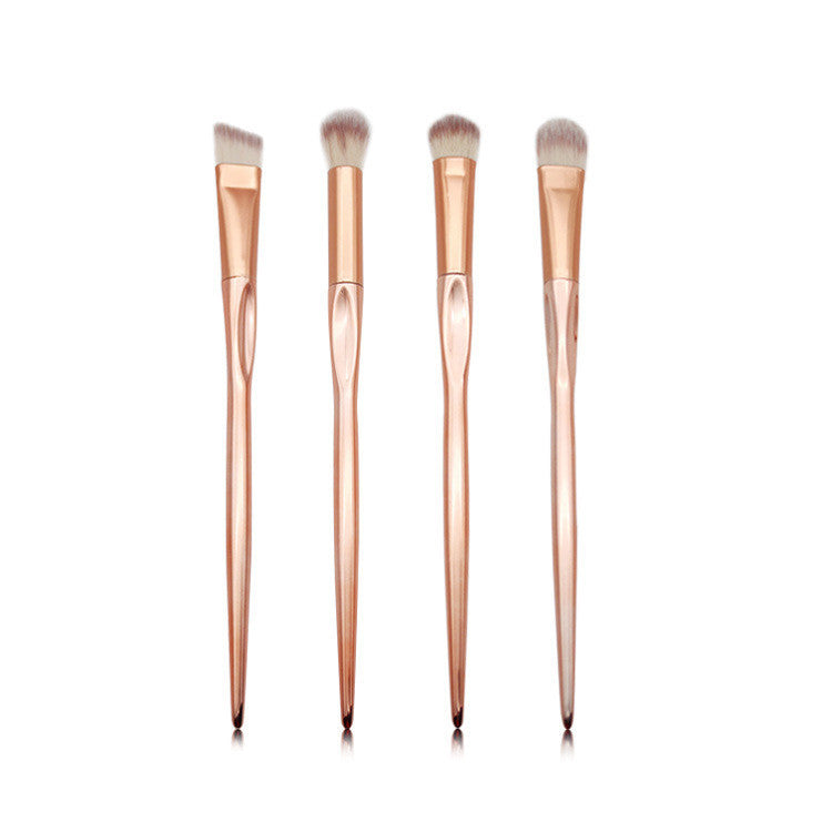 JMT-813962 4-Piece Nylon Makeup Brush Set with Long Plastic Handles and 2cm Hair Length