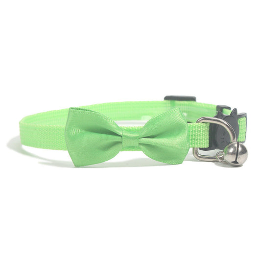 JMT-814346 Adjustable Multicolor Nylon Bowknot Collar for Cats with Safety Buckle and Bell