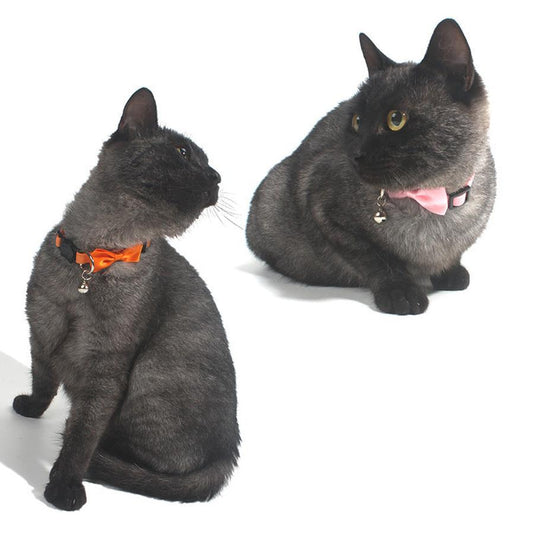JMT-814346 Adjustable Multicolor Nylon Bowknot Collar for Cats with Safety Buckle and Bell