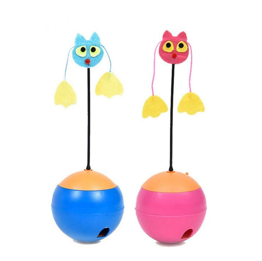 JMT-814858 Interactive Tumbler Toy with Built-in Laser Light and Feather Features for Cats