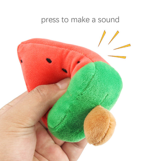 JMT-814986 Plush Watermelon Popsicle Bite-Resistant Pet Toy for Dogs - 14.5cm