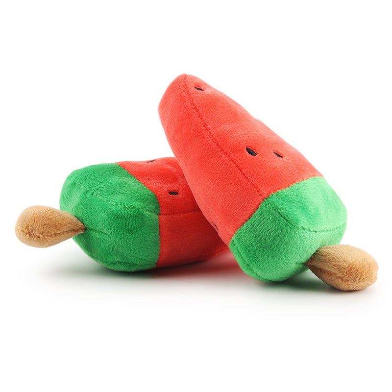 JMT-814986 Plush Watermelon Popsicle Bite-Resistant Pet Toy for Dogs - 14.5cm