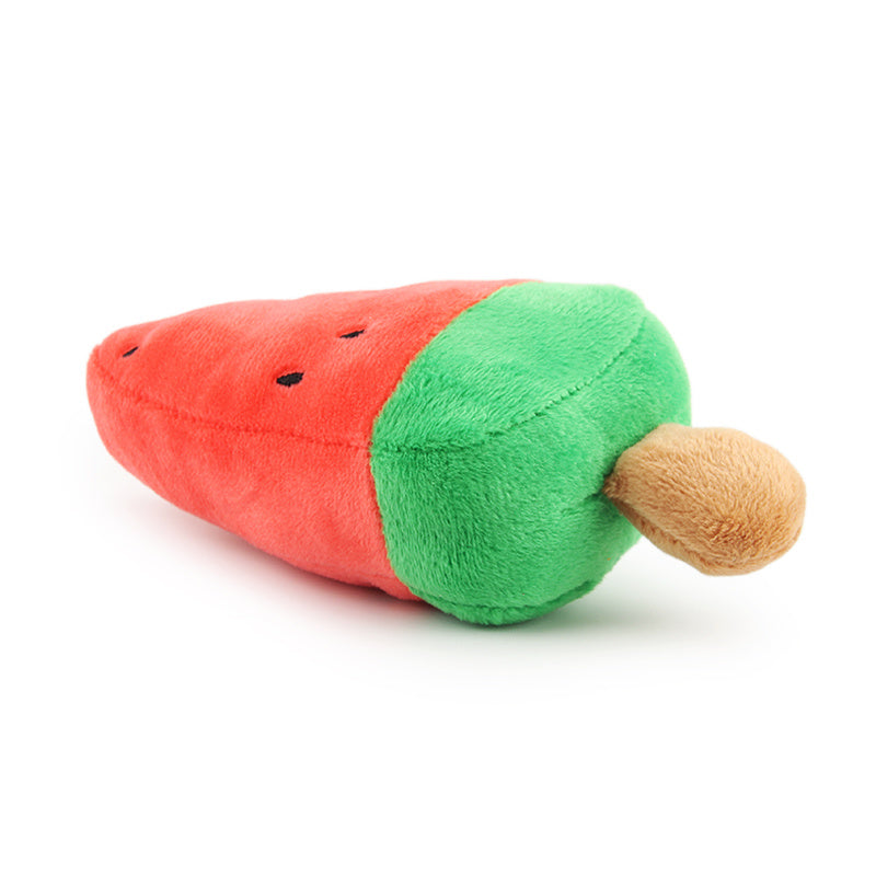 JMT-814986 Plush Watermelon Popsicle Bite-Resistant Pet Toy for Dogs - 14.5cm
