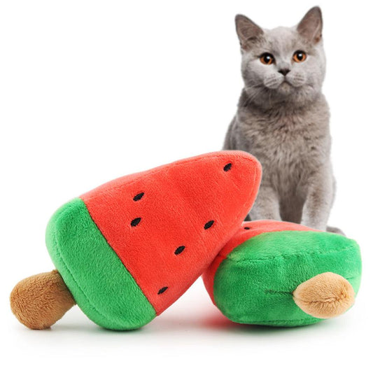 JMT-814986 Plush Watermelon Popsicle Bite-Resistant Pet Toy for Dogs - 14.5cm