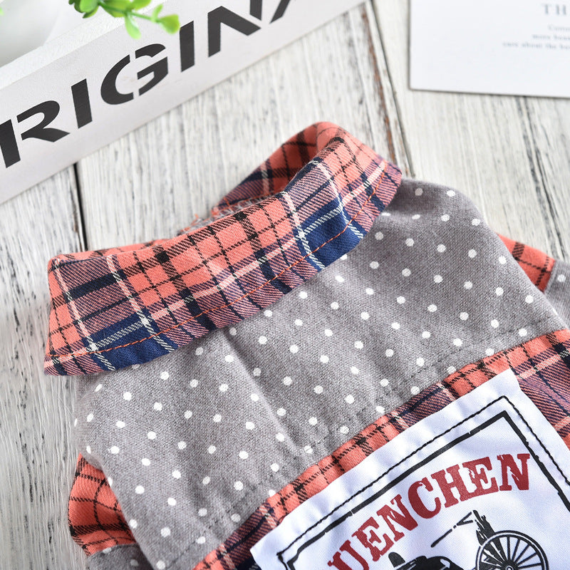 JMT-815754 Casual Spring and Summer Plaid Shirts for Small Pets in Yellow and Orange