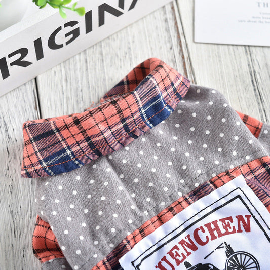 JMT-815754 Casual Spring and Summer Plaid Shirts for Small Pets in Yellow and Orange