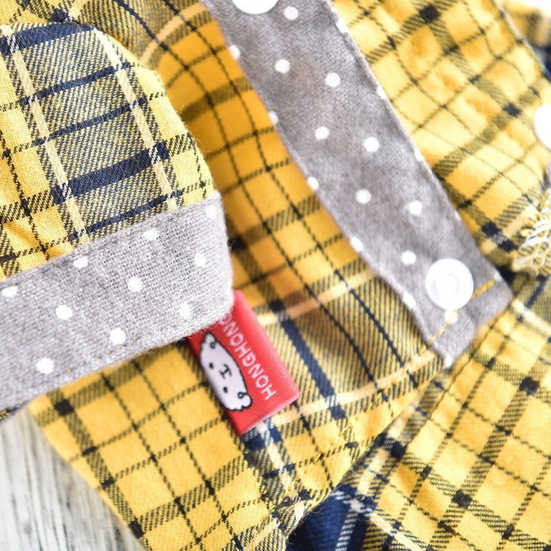 JMT-815754 Casual Spring and Summer Plaid Shirts for Small Pets in Yellow and Orange