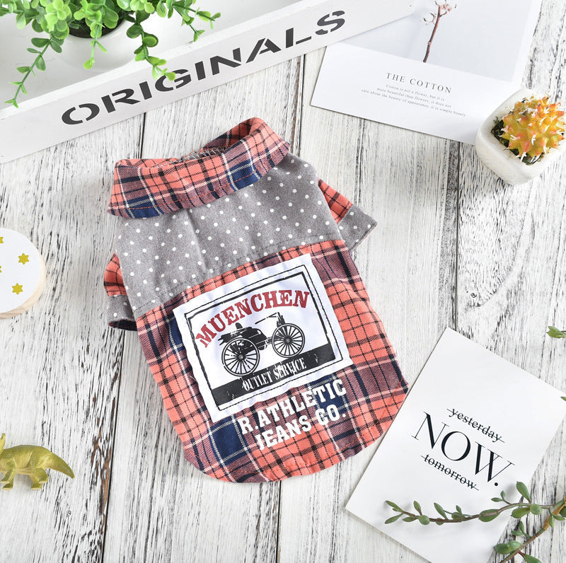 JMT-815754 Casual Spring and Summer Plaid Shirts for Small Pets in Yellow and Orange