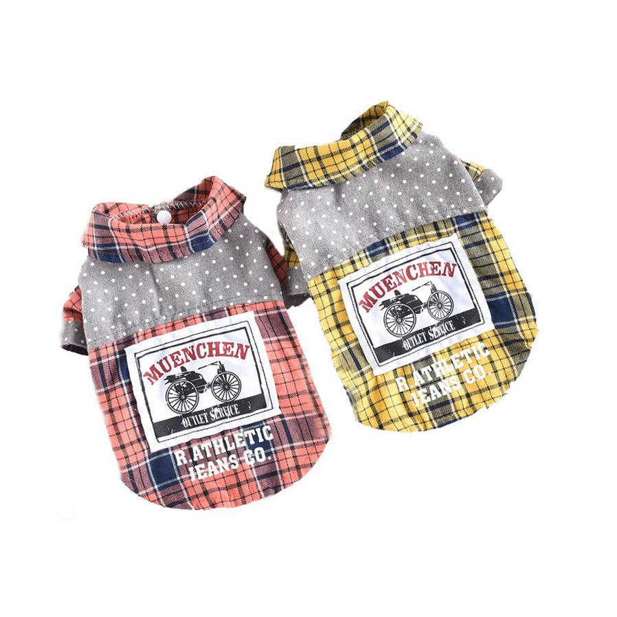 JMT-815754 Casual Spring and Summer Plaid Shirts for Small Pets in Yellow and Orange