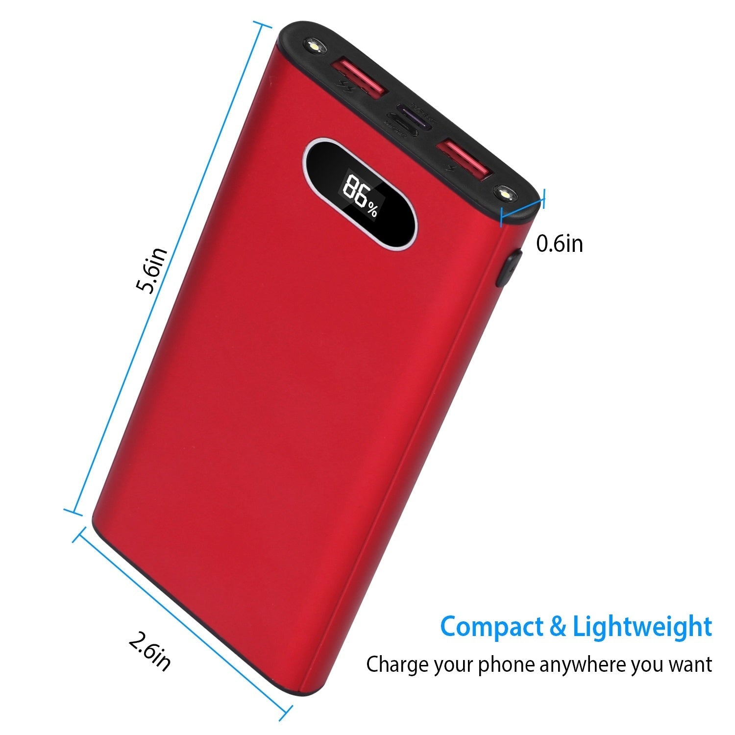 JMT-816010 20000mAh Portable Power Bank with Fast Charging, 3 Outputs & LED Display, Flashlight, Compatible with iPhone and Samsung
