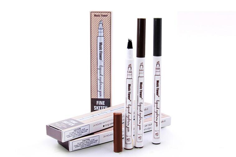 JMT-816266 Microblading Eyebrow Pen - Multicolor Options, M5031 Model with Maroon, Brown, Dark Gray, and Black Tones