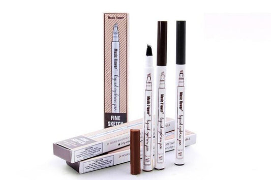 JMT-816266 Microblading Eyebrow Pen - Multicolor Options, M5031 Model with Maroon, Brown, Dark Gray, and Black Tones