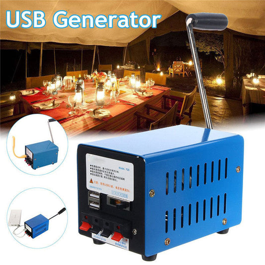 JMT-816330 Hand Crank Generator with USB Charging - 20W Power, Metal Design, Compact & Portable