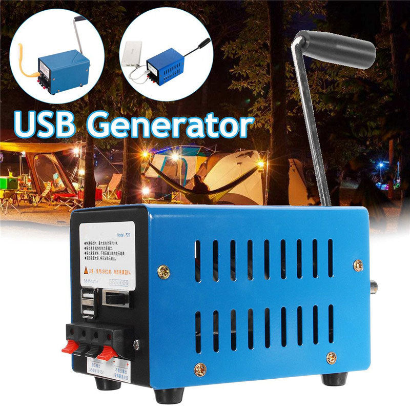 JMT-816330 Hand Crank Generator with USB Charging - 20W Power, Metal Design, Compact & Portable