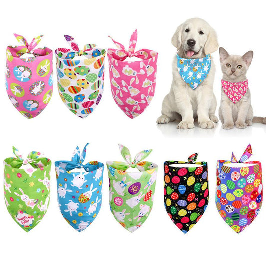 JMT-816458 Easter-Inspired Triangle Pet Scarf Towel for Medium to Large Dogs