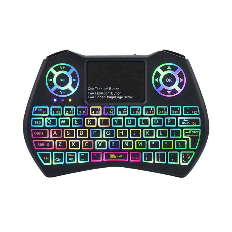JMT-816458 Mini Wireless QWERTY Keyboard with Touchpad and RGB Backlight, Compatible with PC and Smart TV, 10M Wireless Range, Rechargeable Battery
