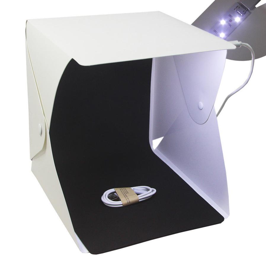 JMT-816522 20cm Portable Pop-Up LED Light Box for Personal Photography with Black and White Backgrounds