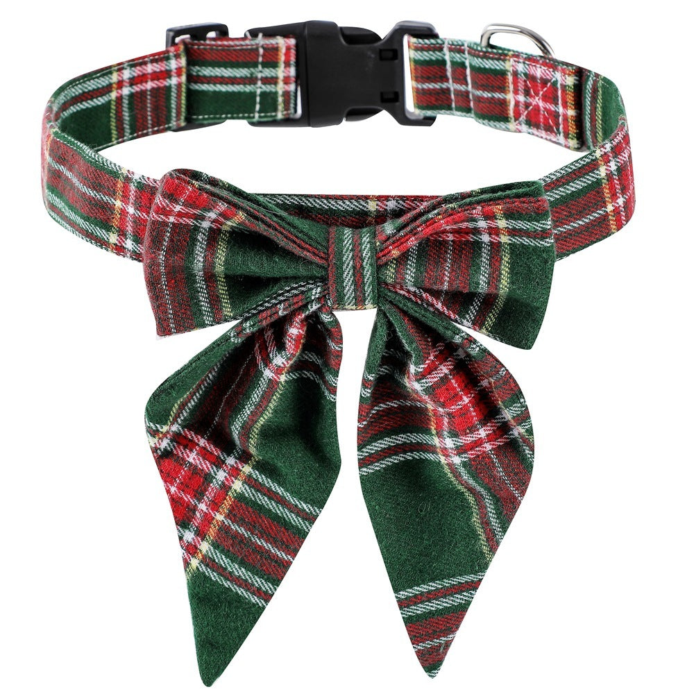 JMT-816650 Festive Plaid Dog Collar Bow Tie for Christmas – Red, Green, and Snowflake Designs